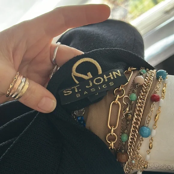 St. John Basics Santana Knit Open Front Short Sleeve Cardigan - Picture 5 of 5